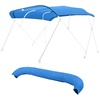 image:imageVEVOR 3 Bow Boat Bimini Tops 600D Polyester Canopy with Aluminum Alloy Frame Waterproof amp Sun Shade Boat Awning Canopy with Storage Bag 2 Support Poles 4 Straps 6Lx6772Wx46H Pacific BluePacific Bluetop cover replace