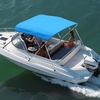 image:imageVEVOR 3 Bow Boat Bimini Tops 600D Polyester Canopy with Aluminum Alloy Frame Waterproof amp Sun Shade Boat Awning Canopy with Storage Bag 2 Support Poles 4 Straps 6Lx6772Wx46H Pacific BluePacific Blue