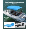 image:imageVEVOR 3 Bow Boat Bimini Tops 600D Polyester Canopy with Aluminum Alloy Frame Waterproof amp Sun Shade Boat Awning Canopy with Storage Bag 2 Support Poles 4 Straps 6Lx6772Wx46H Pacific BluePacific Blue