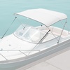 image:imageVEVOR 3 Bow Boat Bimini Tops 600D Polyester Canopy with Aluminum Alloy Frame Waterproof amp Sun Shade Boat Awning Canopy with Storage Bag 2 Support Poles 4 Straps 6Lx6772Wx46H Pacific BlueLight Grey