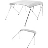 image:imageVEVOR 3 Bow Boat Bimini Tops 600D Polyester Canopy with Aluminum Alloy Frame Waterproof amp Sun Shade Boat Awning Canopy with Storage Bag 2 Support Poles 4 Straps 6Lx6772Wx46H Pacific BlueLight Grey