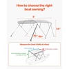 image:imageVEVOR 3 Bow Boat Bimini Tops 600D Polyester Canopy with Aluminum Alloy Frame Waterproof amp Sun Shade Boat Awning Canopy with Storage Bag 2 Support Poles 4 Straps 6Lx6772Wx46H Pacific BlueLight Grey