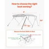 image:imageVEVOR 3 Bow Boat Bimini Tops 600D Polyester Canopy with Aluminum Alloy Frame Waterproof amp Sun Shade Boat Awning Canopy with Storage Bag 2 Support Poles 4 Straps 6Lx6772Wx46H Pacific BlueLight Grey