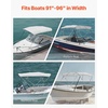 image:imageVEVOR 3 Bow Boat Bimini Tops 600D Polyester Canopy with Aluminum Alloy Frame Waterproof amp Sun Shade Boat Awning Canopy with Storage Bag 2 Support Poles 4 Straps 6Lx6772Wx46H Pacific BlueLight Grey