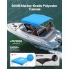 image:imageVEVOR 3 Bow Boat Bimini Tops 600D Polyester Canopy with Aluminum Alloy Frame Waterproof amp Sun Shade Boat Awning Canopy with Storage Bag 2 Support Poles 4 Straps 6Lx6772Wx46H Pacific BluePacific Blue