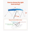 image:imageVEVOR 3 Bow Boat Bimini Tops 600D Polyester Canopy with Aluminum Alloy Frame Waterproof amp Sun Shade Boat Awning Canopy with Storage Bag 2 Support Poles 4 Straps 6Lx6772Wx46H Pacific BluePacific Blue