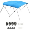 image:imageVEVOR 3 Bow Boat Bimini Tops 600D Polyester Canopy with Aluminum Alloy Frame Waterproof amp Sun Shade Boat Awning Canopy with Storage Bag 2 Support Poles 4 Straps 6Lx6772Wx46H Pacific BluePacific Blue