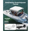 image:imageVEVOR 3 Bow Boat Bimini Tops 600D Polyester Canopy with Aluminum Alloy Frame Waterproof amp Sun Shade Boat Awning Canopy with Storage Bag 2 Support Poles 4 Straps 6Lx6772Wx46H Pacific BlueLight Grey