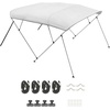 image:imageVEVOR 3 Bow Boat Bimini Tops 600D Polyester Canopy with Aluminum Alloy Frame Waterproof amp Sun Shade Boat Awning Canopy with Storage Bag 2 Support Poles 4 Straps 6Lx6772Wx46H Pacific BlueLight Grey