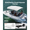 image:imageVEVOR 3 Bow Boat Bimini Tops 600D Polyester Canopy with Aluminum Alloy Frame Waterproof amp Sun Shade Boat Awning Canopy with Storage Bag 2 Support Poles 4 Straps 6Lx6772Wx46H Pacific BlueLight Grey