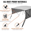 image:imageVEVOR 4 Bow  3 Bow Bimini Tops Detachable Mesh Sidewalls 600D Polyester Canopy with 1 Aluminum Alloy Frame Canvas Top for Boat Includes Storage Boot 2 Support Poles 2 Straps Light Grey4 Bow 8L x 54 H x 7984 W