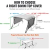 image:imageVEVOR 4 Bow  3 Bow Bimini Tops Detachable Mesh Sidewalls 600D Polyester Canopy with 1 Aluminum Alloy Frame Canvas Top for Boat Includes Storage Boot 2 Support Poles 2 Straps Light Grey3 Bow 6L x 46 H x 6166 W