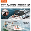 image:imageVEVOR 4 Bow  3 Bow Bimini Tops Detachable Mesh Sidewalls 600D Polyester Canopy with 1 Aluminum Alloy Frame Canvas Top for Boat Includes Storage Boot 2 Support Poles 2 Straps Light Grey3 Bow 6L x 46 H x 6166 W