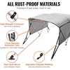 image:imageVEVOR 4 Bow  3 Bow Bimini Tops Detachable Mesh Sidewalls 600D Polyester Canopy with 1 Aluminum Alloy Frame Canvas Top for Boat Includes Storage Boot 2 Support Poles 2 Straps Light Grey3 Bow 6L x 46 H x 6166 W
