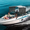 image:imageVEVOR 4 Bow  3 Bow Bimini Tops Detachable Mesh Sidewalls 600D Polyester Canopy with 1 Aluminum Alloy Frame Canvas Top for Boat Includes Storage Boot 2 Support Poles 2 Straps Light Grey3 Bow 6L x 46 H x 6166 W