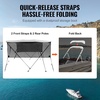 image:imageVEVOR 4 Bow  3 Bow Bimini Tops Detachable Mesh Sidewalls 600D Polyester Canopy with 1 Aluminum Alloy Frame Canvas Top for Boat Includes Storage Boot 2 Support Poles 2 Straps Light Grey4 Bow 8L x 54 H x 9196 W