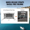 image:imageVEVOR 4 Bow  3 Bow Bimini Tops Detachable Mesh Sidewalls 600D Polyester Canopy with 1 Aluminum Alloy Frame Canvas Top for Boat Includes Storage Boot 2 Support Poles 2 Straps Light Grey3 Bow 6L x 46 H x 6166 W