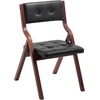 image:imageVEVOR 4 Pack Folding Chairs Foldable Plastic Chair with Reinforced Metal Frame Heavy Duty Portable Party Chairs Stackable Indoor Outdoor Seat wNonSlip Feet for Event Dining Patio 350lbs CapacityWalnutblack Leather