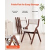 image:imageVEVOR 4 Pack Folding Chairs Foldable Plastic Chair with Reinforced Metal Frame Heavy Duty Portable Party Chairs Stackable Indoor Outdoor Seat wNonSlip Feet for Event Dining Patio 350lbs CapacityWalnutbeige