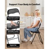 image:imageVEVOR 4 Pack Folding Chairs Foldable Plastic Chair with Reinforced Metal Frame Heavy Duty Portable Party Chairs Stackable Indoor Outdoor Seat wNonSlip Feet for Event Dining Patio 350lbs CapacityBlack Leather