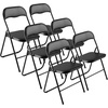 image:imageVEVOR 4 Pack Folding Chairs Foldable Plastic Chair with Reinforced Metal Frame Heavy Duty Portable Party Chairs Stackable Indoor Outdoor Seat wNonSlip Feet for Event Dining Patio 350lbs CapacityBlack Leather