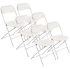 image:imageVEVOR 4 Pack Folding Chairs Foldable Plastic Chair with Reinforced Metal Frame Heavy Duty Portable Party Chairs Stackable Indoor Outdoor Seat wNonSlip Feet for Event Dining Patio 350lbs CapacityWhite Plastic
