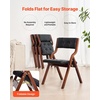 image:imageVEVOR 4 Pack Folding Chairs Foldable Plastic Chair with Reinforced Metal Frame Heavy Duty Portable Party Chairs Stackable Indoor Outdoor Seat wNonSlip Feet for Event Dining Patio 350lbs CapacityWalnutblack Leather