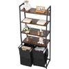 image:imageVEVOR 4 Tiers Laundry Sorter Tall Laundry Hamper with Shelves and Hooks 2 Section Freestanding Basket Organizer Storage with 600D Oxford Cloth Bags and Ladder Shelves for Dirty Clothes Bathroom4 Tiers