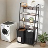 image:imageVEVOR 4 Tiers Laundry Sorter Tall Laundry Hamper with Shelves and Hooks 2 Section Freestanding Basket Organizer Storage with 600D Oxford Cloth Bags and Ladder Shelves for Dirty Clothes Bathroom4 Tiers