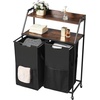 image:imageVEVOR 4 Tiers Laundry Sorter Tall Laundry Hamper with Shelves and Hooks 2 Section Freestanding Basket Organizer Storage with 600D Oxford Cloth Bags and Ladder Shelves for Dirty Clothes Bathroom2 Tiers
