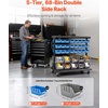 image:imageVEVOR 5Tier Rolling Bin Storage Rack 12 Organizer Bins Bin Rack Storage Steel Wire Shelving System with Wheels Mobile Tool Organizer for Garage Warehouse Office Restaurant Classroom Kitchen5Tier 68 Bins