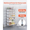 image:imageVEVOR 5Tier Rolling Bin Storage Rack 12 Organizer Bins Bin Rack Storage Steel Wire Shelving System with Wheels Mobile Tool Organizer for Garage Warehouse Office Restaurant Classroom Kitchen7Tier 24 Bins