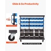 image:imageVEVOR 5Tier Rolling Bin Storage Rack 12 Organizer Bins Bin Rack Storage Steel Wire Shelving System with Wheels Mobile Tool Organizer for Garage Warehouse Office Restaurant Classroom Kitchen5Tier 68 Bins