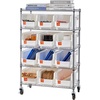 image:imageVEVOR 5Tier Rolling Bin Storage Rack 12 Organizer Bins Bin Rack Storage Steel Wire Shelving System with Wheels Mobile Tool Organizer for Garage Warehouse Office Restaurant Classroom Kitchen5Tier 12 Bins
