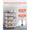 image:imageVEVOR 5Tier Rolling Bin Storage Rack 12 Organizer Bins Bin Rack Storage Steel Wire Shelving System with Wheels Mobile Tool Organizer for Garage Warehouse Office Restaurant Classroom Kitchen5Tier 12 Bins