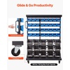 image:imageVEVOR 5Tier Rolling Bin Storage Rack 12 Organizer Bins Bin Rack Storage Steel Wire Shelving System with Wheels Mobile Tool Organizer for Garage Warehouse Office Restaurant Classroom Kitchen7Tier 94 Bins