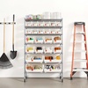image:imageVEVOR 5Tier Rolling Bin Storage Rack 16 Organizer Bins Bin Rack Storage Steel Wire Shelving System with Wheels Mobile Tool Organizer for Garage Warehouse Office Restaurant Classroom Kitchen7Tier 24 Bins