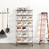 image:imageVEVOR 5Tier Rolling Bin Storage Rack 16 Organizer Bins Bin Rack Storage Steel Wire Shelving System with Wheels Mobile Tool Organizer for Garage Warehouse Office Restaurant Classroom Kitchen7Tier 18 Bins