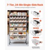image:imageVEVOR 5Tier Rolling Bin Storage Rack 16 Organizer Bins Bin Rack Storage Steel Wire Shelving System with Wheels Mobile Tool Organizer for Garage Warehouse Office Restaurant Classroom Kitchen7Tier 24 Bins