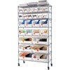 image:imageVEVOR 5Tier Rolling Bin Storage Rack 16 Organizer Bins Bin Rack Storage Steel Wire Shelving System with Wheels Mobile Tool Organizer for Garage Warehouse Office Restaurant Classroom Kitchen8Tier 26 Bins