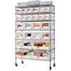 image:imageVEVOR 5Tier Rolling Bin Storage Rack 16 Organizer Bins Bin Rack Storage Steel Wire Shelving System with Wheels Mobile Tool Organizer for Garage Warehouse Office Restaurant Classroom Kitchen7Tier 24 Bins