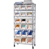 image:imageVEVOR 5Tier Rolling Bin Storage Rack 16 Organizer Bins Bin Rack Storage Steel Wire Shelving System with Wheels Mobile Tool Organizer for Garage Warehouse Office Restaurant Classroom Kitchen7Tier 18 Bins