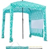 image:imageVEVOR Beach Cabana 6 x 6 ft Beach Canopy with Side Wall UPF 50 Protection Easy Setup Cabana Tent with Sand Pockets Large Portable Shade Sun Shelter Outdoor Umbrella for Whole Family amp FriendsLight Green Pattern