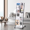 image:imageVEVOR Brochure Display Rack 4Tier Magazine Literature Display Stand with Wheels Movable Floor Standing Magazine Rack Heavy Duty Newspaper Catalog Holders for Shop Exhibitions Office Craft Fairs6Tier 187 W