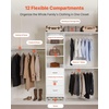 image:imageVEVOR Closet System with 3 Drawers Adjustable Height Wooden Closet Organizers Modern Walkin Wardrobe Organization with 3 Retractable Clothes Hanger Rods Freestanding Garment Rack Storage WhiteWhite