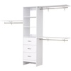 image:imageVEVOR Closet System with 3 Drawers Adjustable Height Wooden Closet Organizers Modern Walkin Wardrobe Organization with 3 Retractable Clothes Hanger Rods Freestanding Garment Rack Storage WhiteWhite
