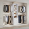 image:imageVEVOR Closet System with 3 Drawers Adjustable Height Wooden Closet Organizers Modern Walkin Wardrobe Organization with 3 Retractable Clothes Hanger Rods Freestanding Garment Rack Storage WhiteWhite