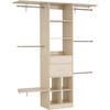 image:imageVEVOR Closet System with 3 Drawers Adjustable Height Wooden Closet Organizers Modern Walkin Wardrobe Organization with 3 Retractable Clothes Hanger Rods Freestanding Garment Rack Storage WhiteOak