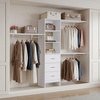 image:imageVEVOR Closet System with 3 Drawers Adjustable Height Wooden Closet Organizers Modern Walkin Wardrobe Organization with 3 Retractable Clothes Hanger Rods Freestanding Garment Rack Storage WhiteWhite