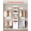 image:imageVEVOR Closet System with 3 Drawers Adjustable Height Wooden Closet Organizers Modern Walkin Wardrobe Organization with 3 Retractable Clothes Hanger Rods Freestanding Garment Rack Storage WhiteWhite